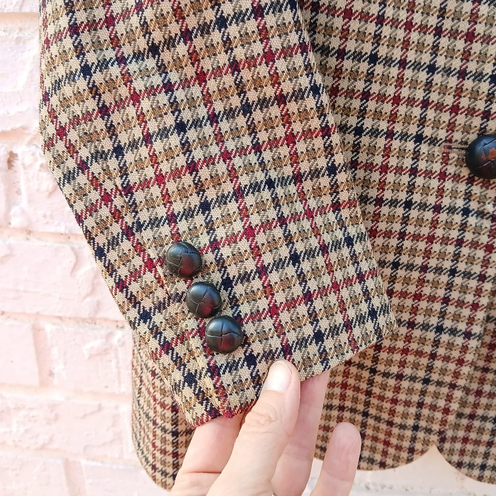 Vintage Talbots Wool Plaid Blazer Size 4 Petite - Picture 6 of 8